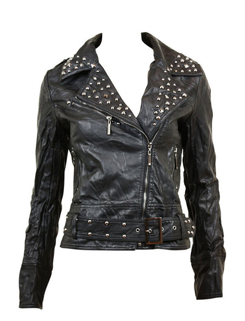 Leather Jackets For Women With Studs Priletai Com Vert Studded Motorcycle Jacket Leather4sure Women