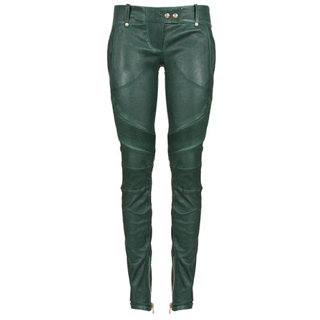 green leather pants