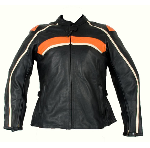 Enthram Black & Orange Motorcycle Jacket