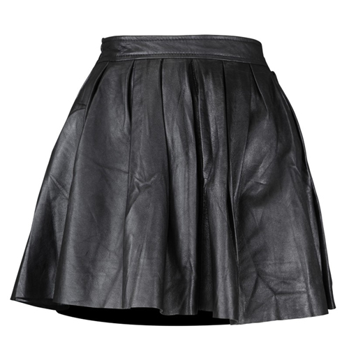 Drago Pleated Lambskin Leather Skirt