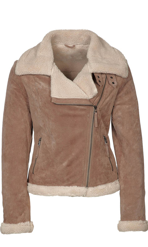 Swarthex Brown Shearling Aviator Bomber Jacket - Leather4sure Shearling ...