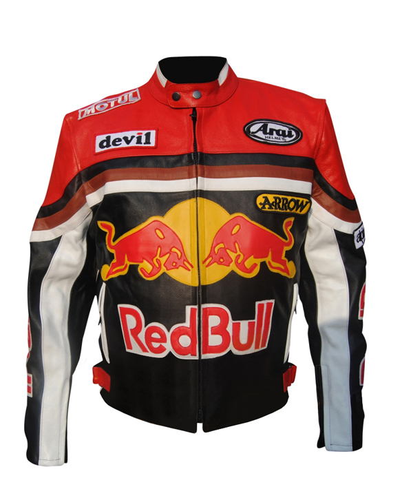 Originez Red Bull Leather Motorcycle Jacket - Leather4sure Red Bull