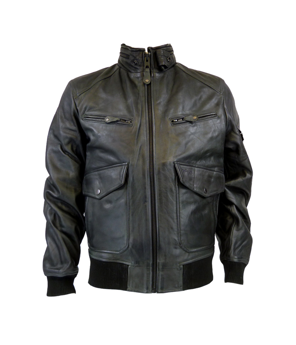 Morrac Leather Navy Bomber Jacket