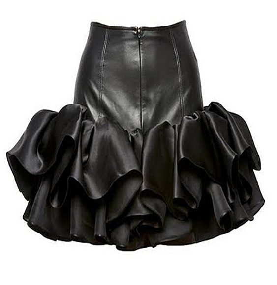 Quino Leather Ruffle Skirt