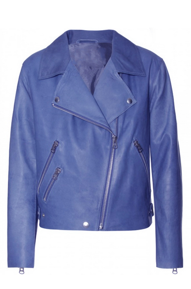 Rhimoka Blue Leather Jacket - Leather4sure Women