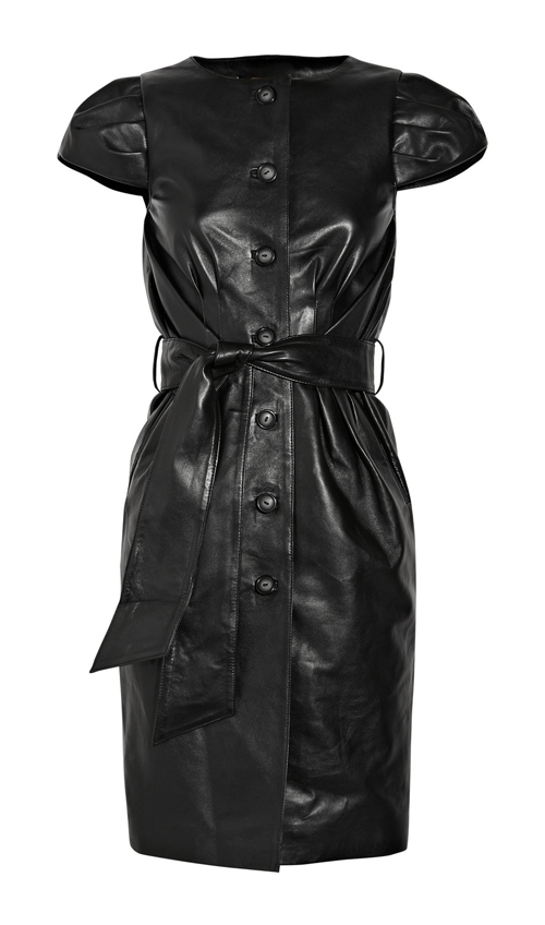 Yuma Leather Belted Leather Dress - Leather4sure Black Leather Dresses