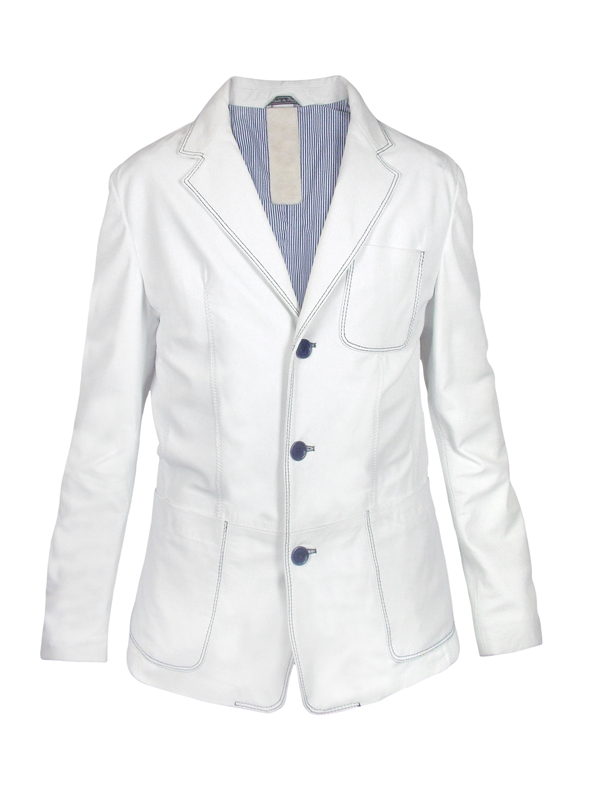 Dazzle White Leather Blazer