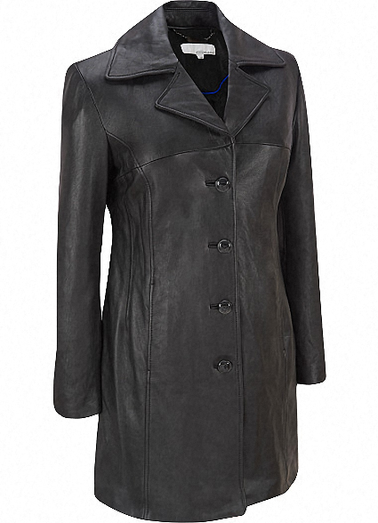 Charcoal Frost Leather Trench Coat