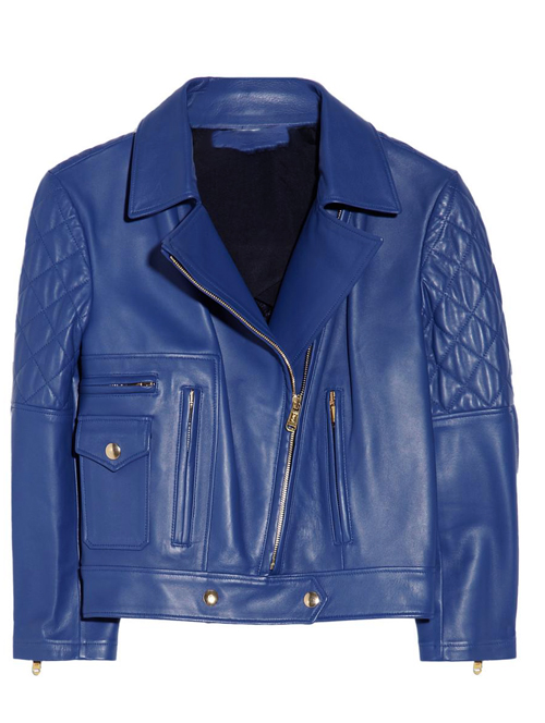 Davishing Blue Leather Jacket