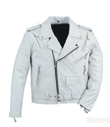 Elmaz White Motorcycle Jacket - Leather4sure Men