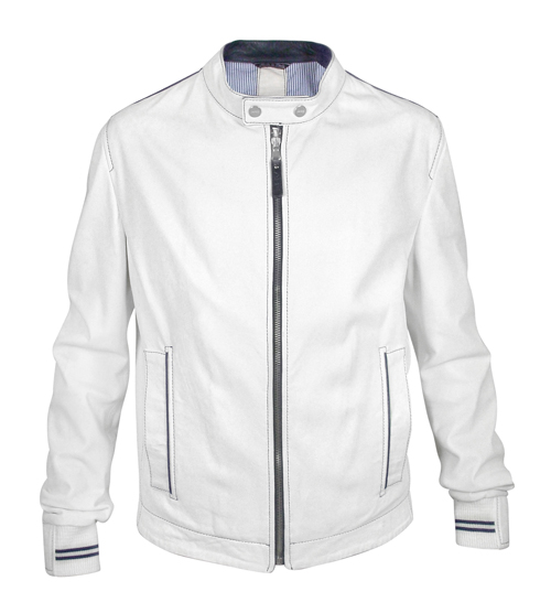 Vintre Designer White Leather Jacket