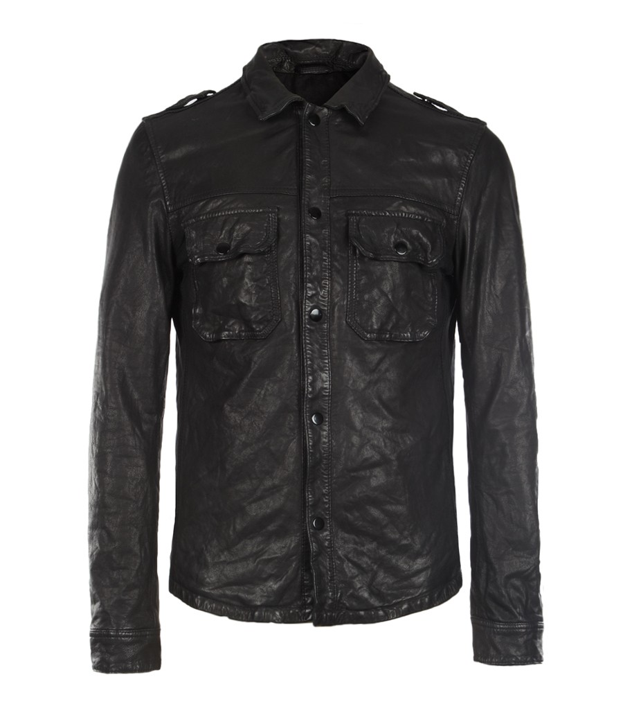 Daeterx Men Leather Shirt