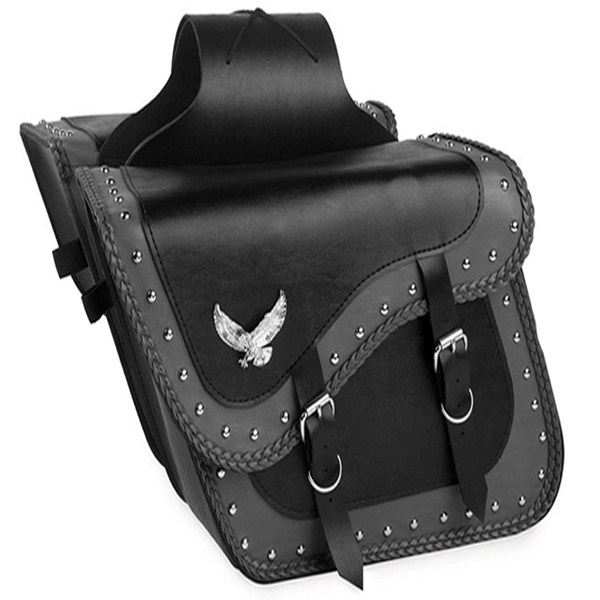 Grifez Leather Studded Saddle Bag