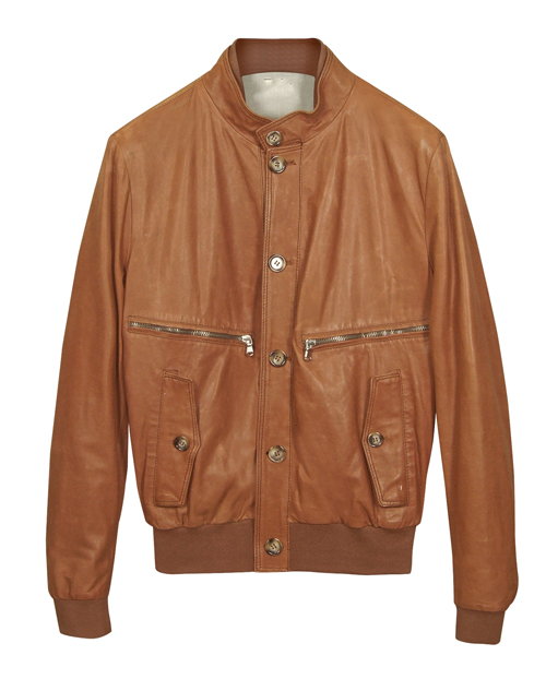 Contra Tan Leather Bomber Jacket