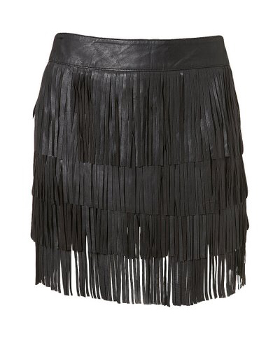 Kellez Leather Fringe Skirt