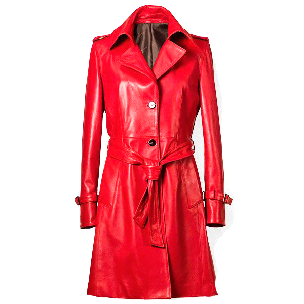 Fuchsrot Red Leather Coat - Leather4sure Women