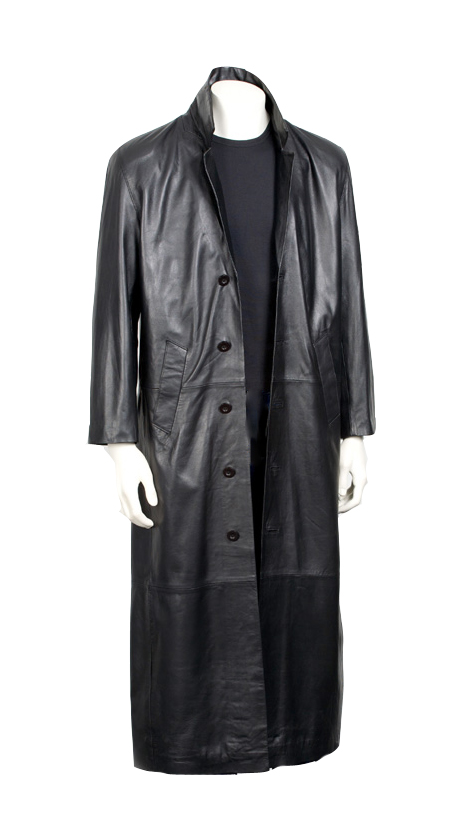 Charcoal Ebb Long Leather Coat - Leather4sure Long Leather Coats