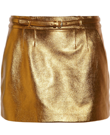 Sonita Gold Leather Skirt