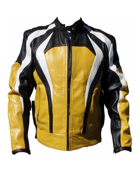 Demiz Yellow Motorcycle Jacket - Leather4sure Men