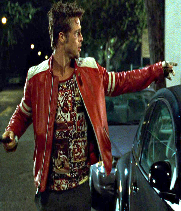 Tyler Durden Red Leather Jacket 