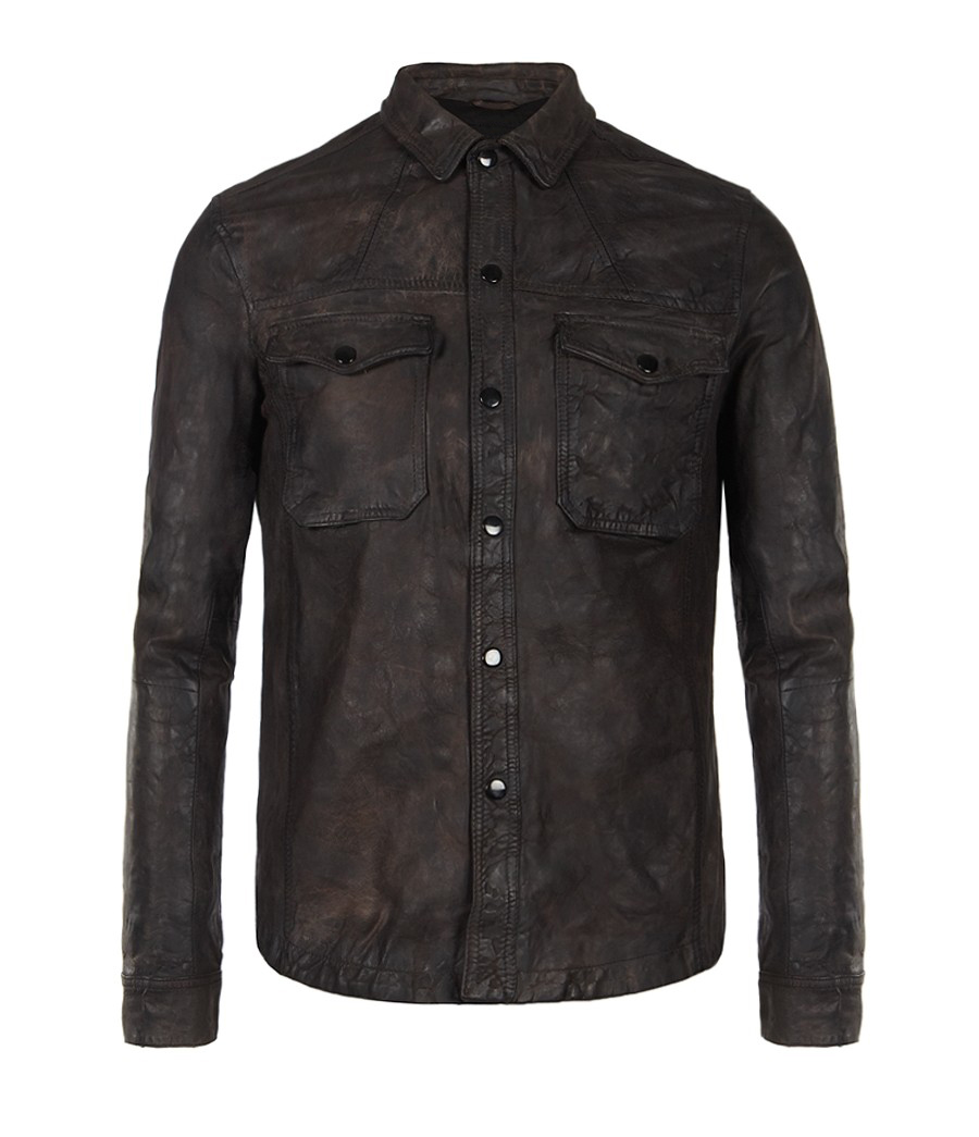 Commudus Men Leather Shirt - Leather4sure Leather Shirts