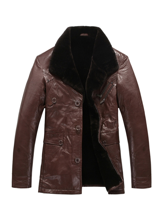 Brisque Slim Fit Leather Coat