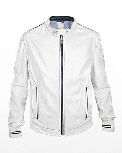 Hiltex White Moto Jacket - Leather4sure Men