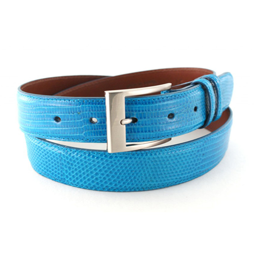 Reversible Belt Man or Woman Luxury in Leather Turquoise & Blue | Delage