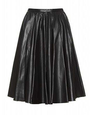 Montex Flared Leather Skirt - Leather4sure Black Leather Skirts