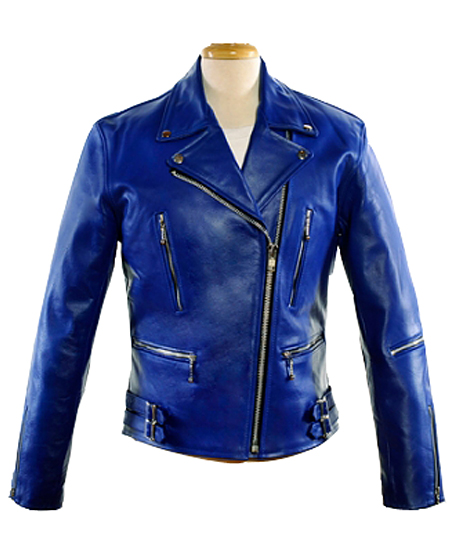 leather jacket blue