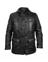 Homer Black Leather Car Coat