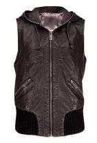 Gilber Hooded Leather Vest