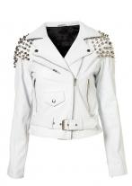 Entrilla White Motorcycle Leather Jacket