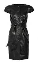 Yuma Leather Belted Leather Dress