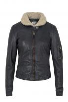 Navishec Leather Bomber Navy Jacket