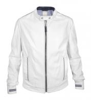 Vintre Designer White Leather Jacket