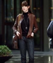 Anne Hathaway Leather Jacket 2