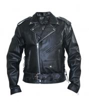 Simrinx Distressed Leather Biker Jacket
