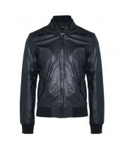 Frenziex Leather Navy Bomber Jacket