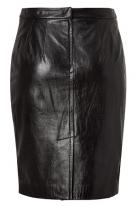 Sleek Ash Pencil Leather Skirt - Leather4sure Black Leather Skirts